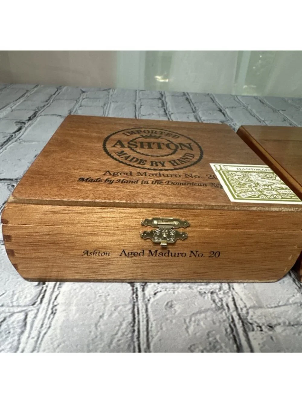 Lot Of 2 Empty Wooden Cigar Box Ashton Aged Maduro No. 20 6.75”x 6”x 2.5”